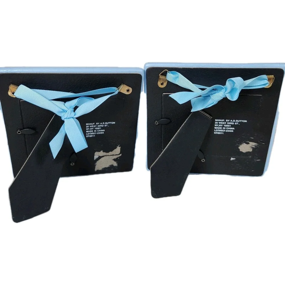 I Love Daddy Mommy Ceramic Picture Frame‎ 3.5 x 5 Blue Nursery Baby